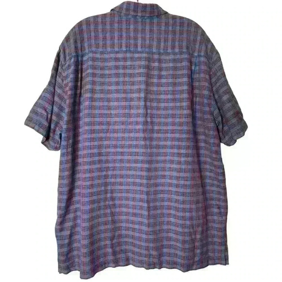 Tommy Bahama Mens Short Sleeve Button Up Plaid Silk Shirt Size XL - Picture 10 of 11